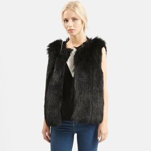 Topshop black faux fur vest